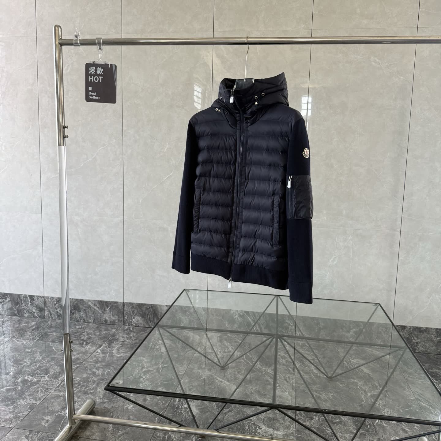 Moncler Knit-Sleeve Down Jacket Moncler Knit-Sleeve Down Jacket