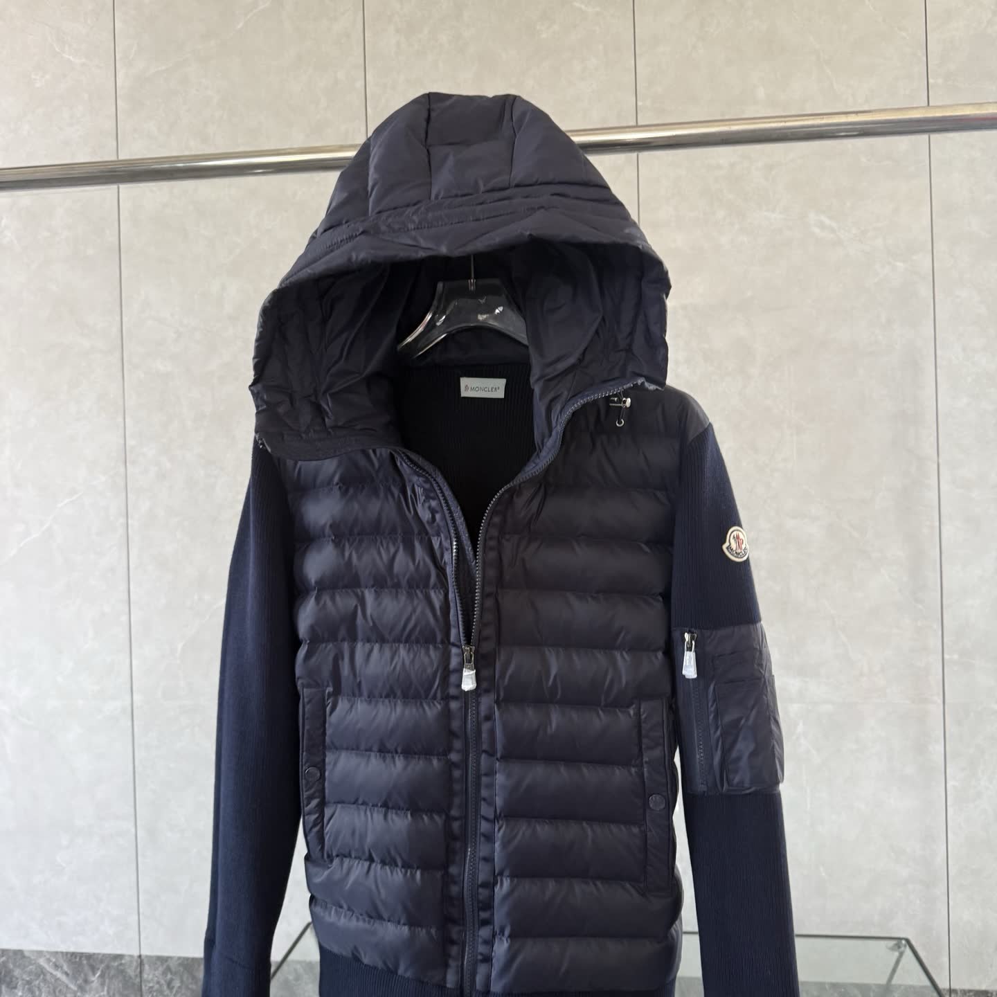 Moncler Knit-Sleeve Down Jacket Moncler Knit-Sleeve Down Jacket