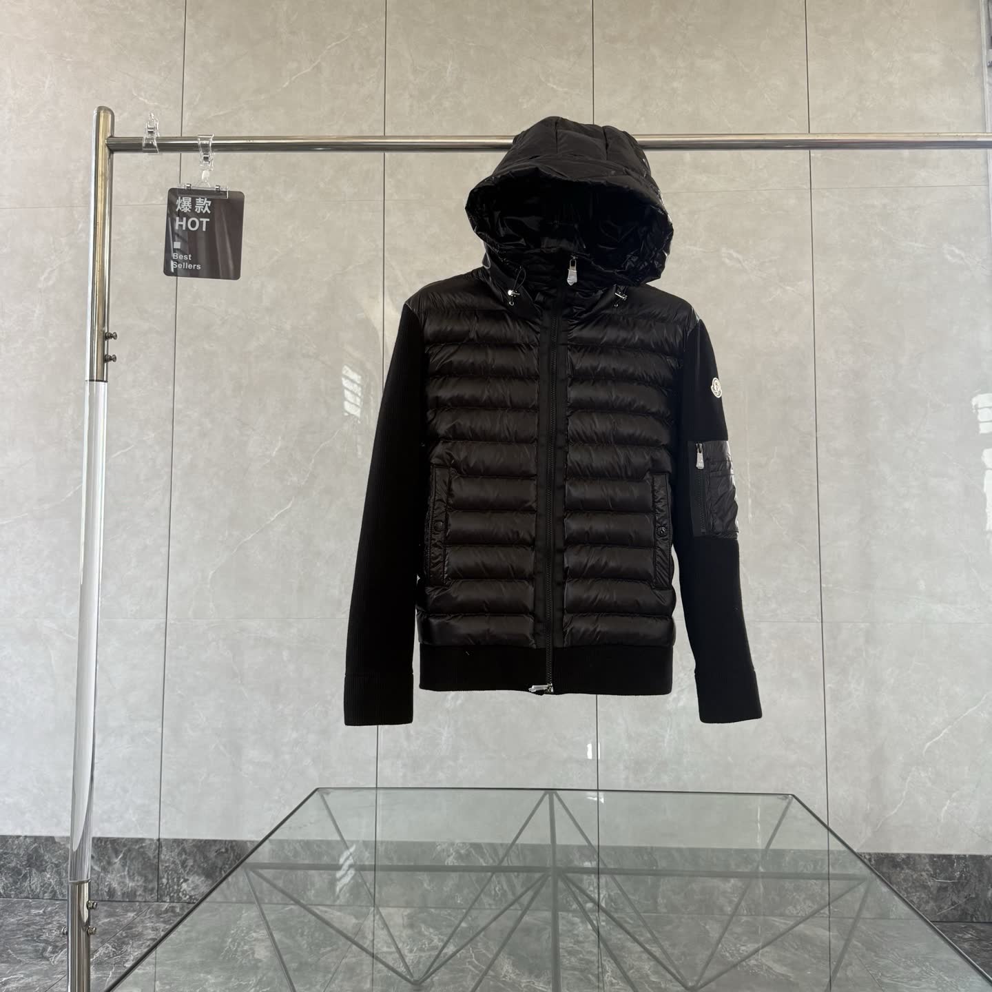 Moncler Knit-Sleeve Down Jacket Moncler Knit-Sleeve Down Jacket