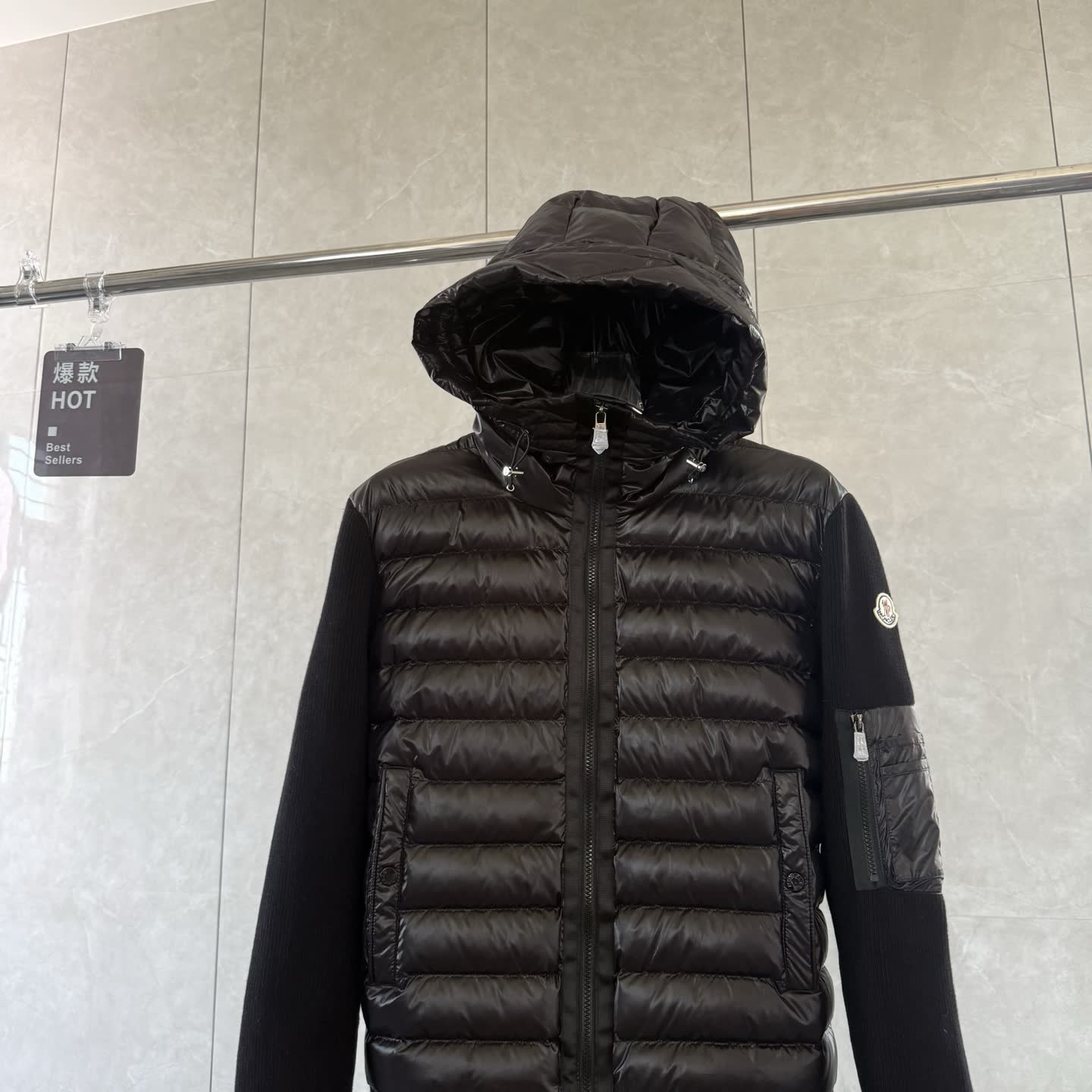 Moncler Knit-Sleeve Down Jacket Moncler Knit-Sleeve Down Jacket