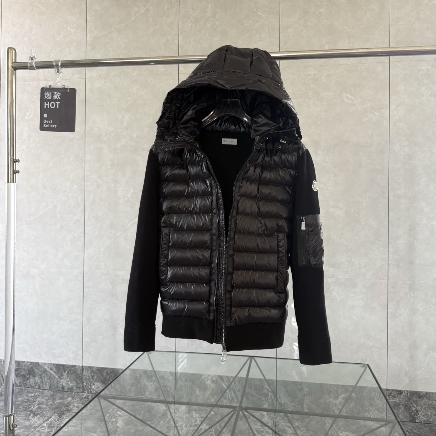 Moncler Knit-Sleeve Down Jacket Moncler Knit-Sleeve Down Jacket