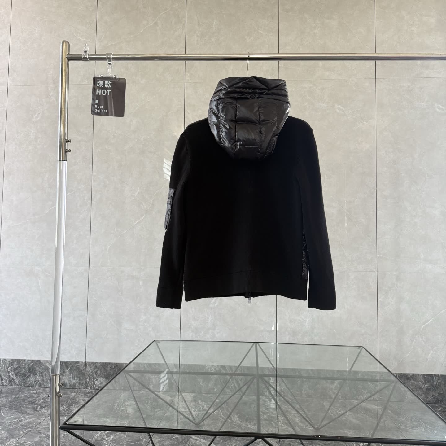 Moncler Knit-Sleeve Down Jacket Moncler Knit-Sleeve Down Jacket