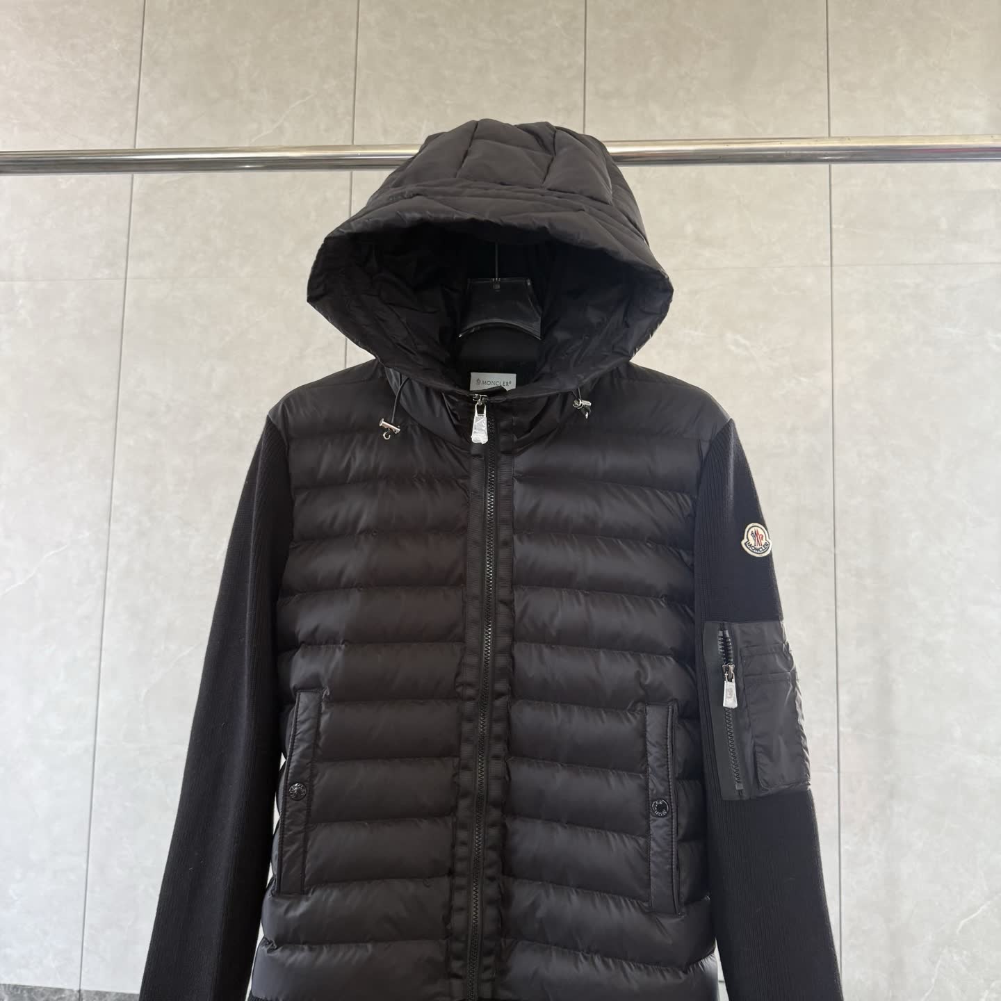 Moncler Knit-Sleeve Down Jacket Moncler Knit-Sleeve Down Jacket
