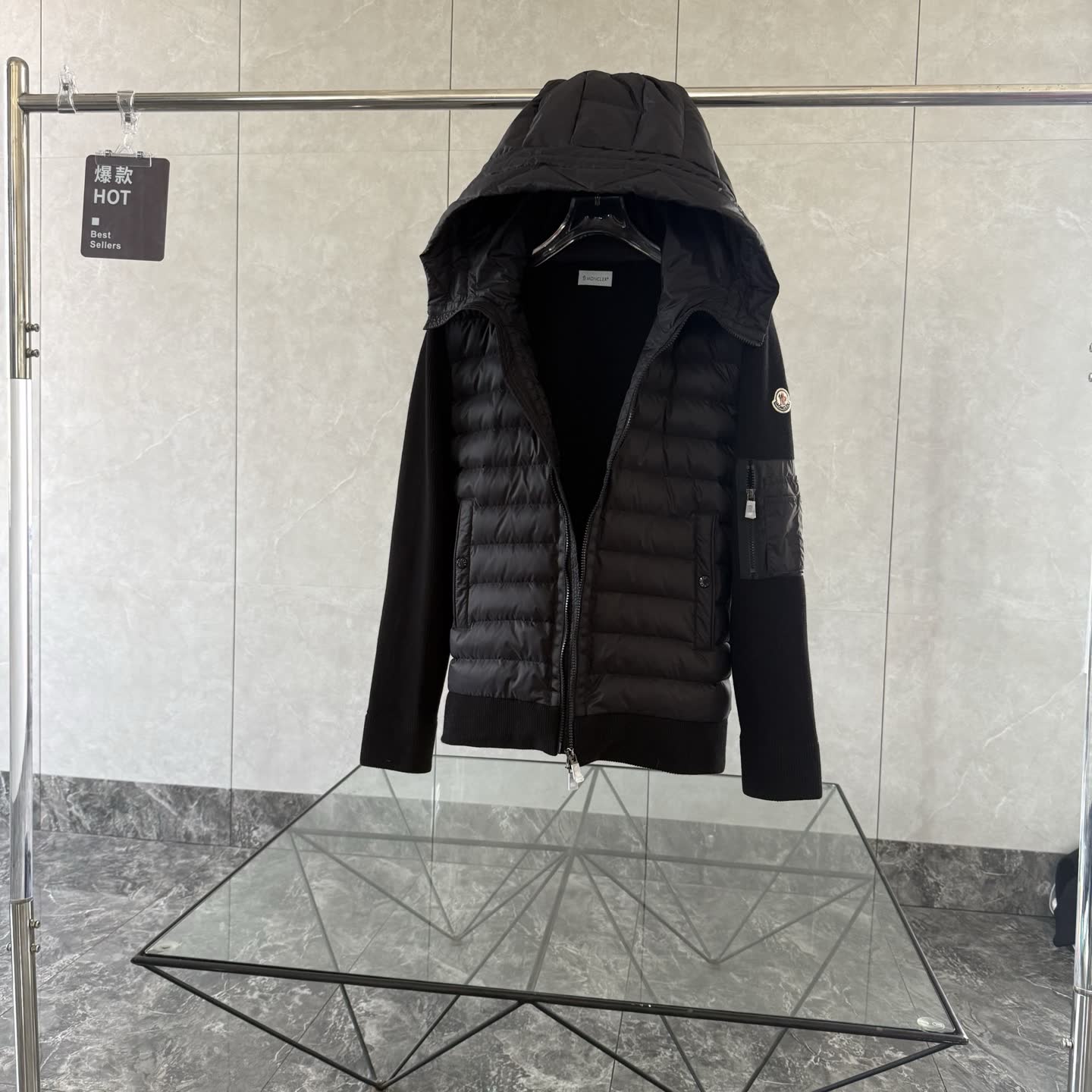 Moncler Knit-Sleeve Down Jacket Moncler Knit-Sleeve Down Jacket