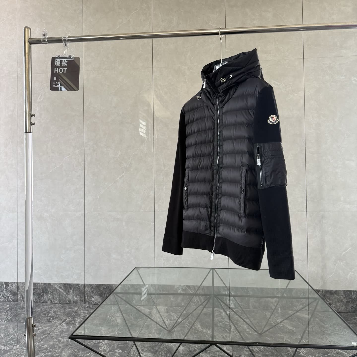 Moncler Knit-Sleeve Down Jacket Moncler Knit-Sleeve Down Jacket