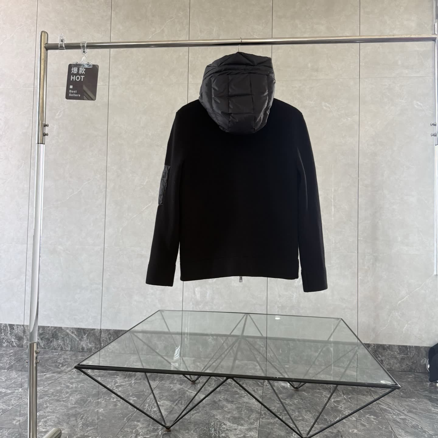Moncler Knit-Sleeve Down Jacket Moncler Knit-Sleeve Down Jacket