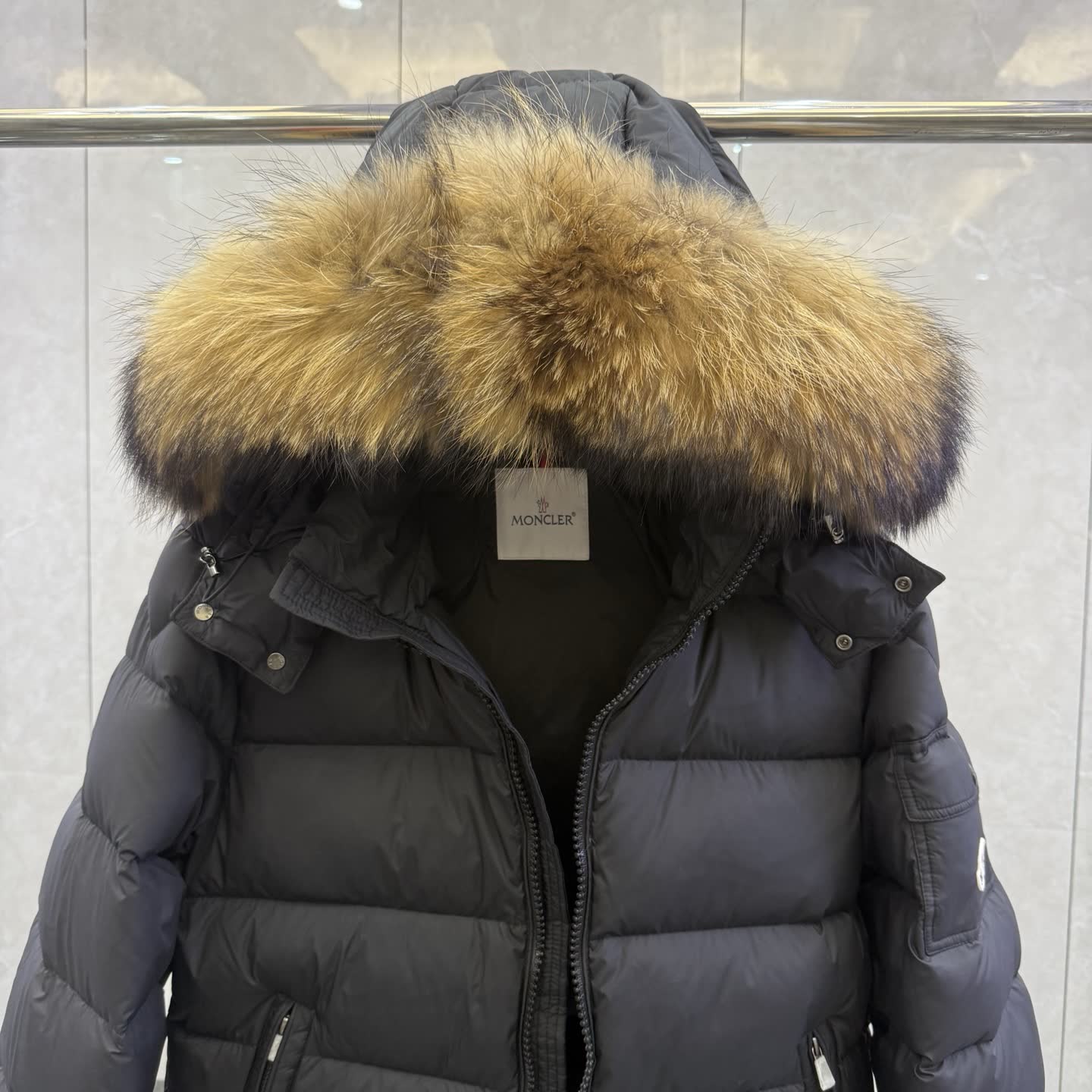 Moncler Fur-Trimmed Hooded Down Jacket
