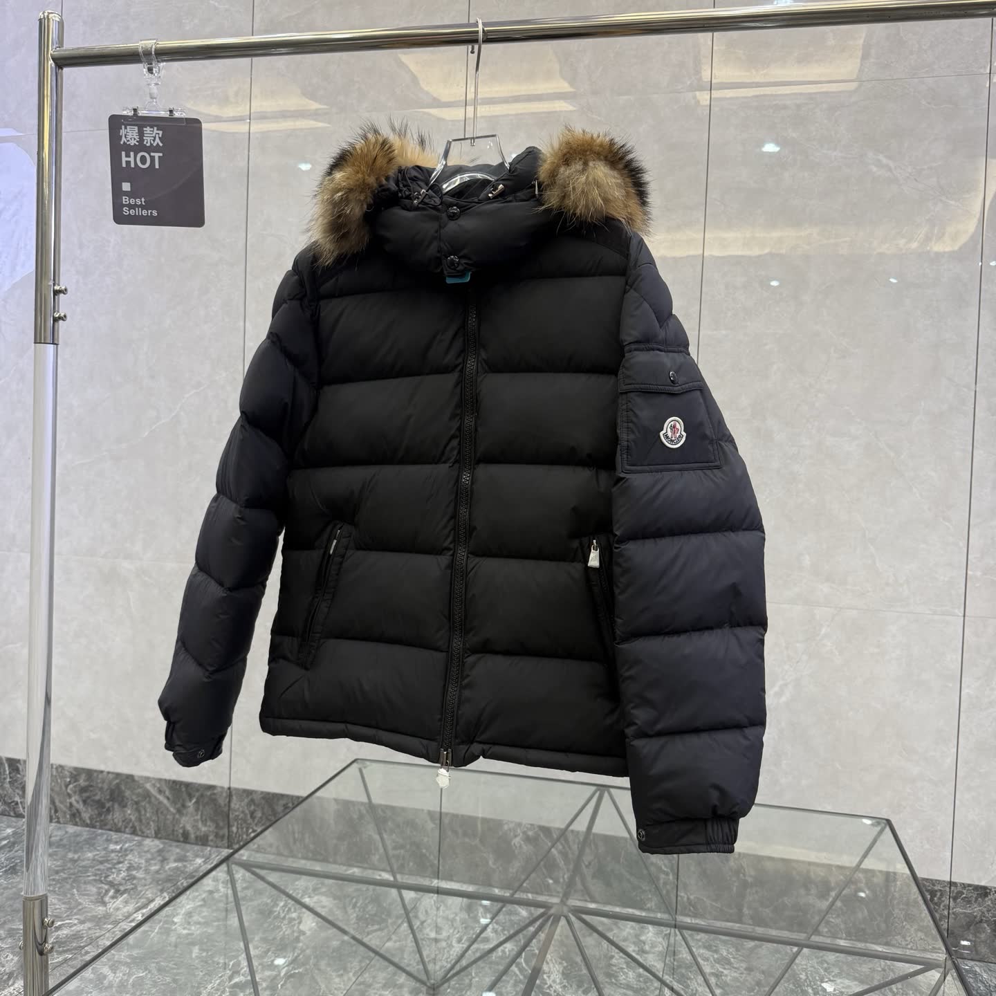 Moncler Fur-Trimmed Hooded Down Jacket