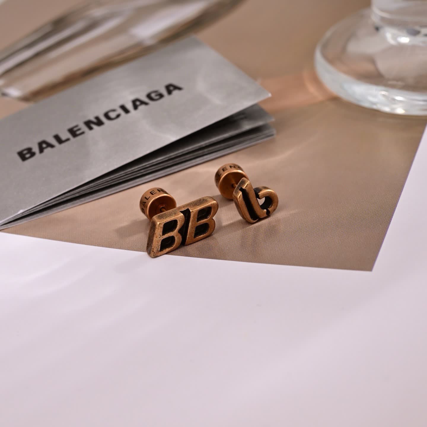 Balenciaga BB Logo Stud Earrings