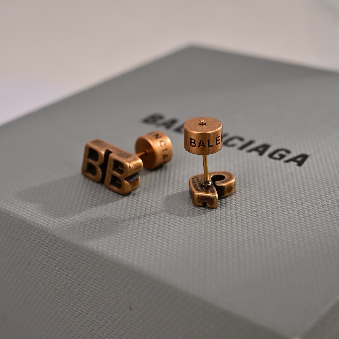 Balenciaga BB Logo Stud Earrings
