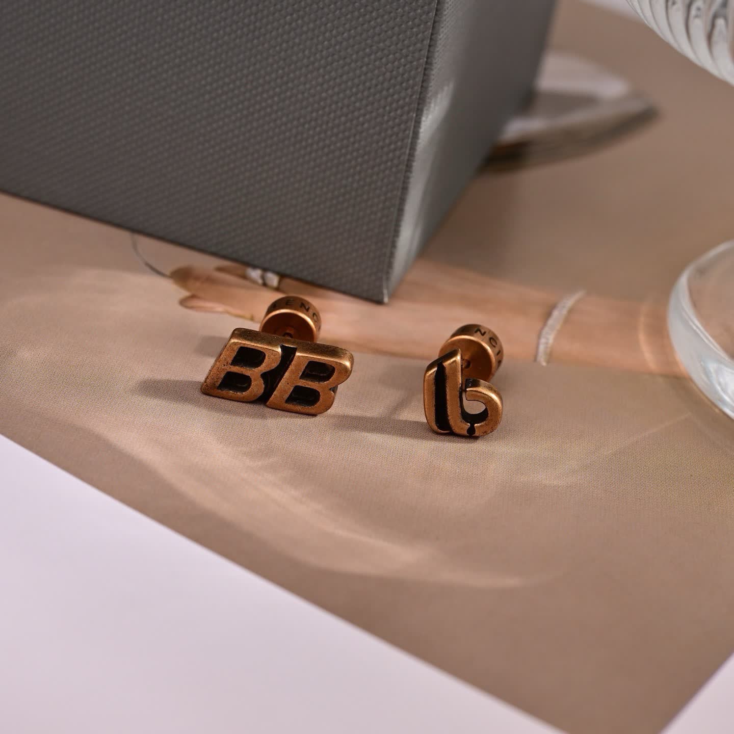 Balenciaga BB Logo Stud Earrings