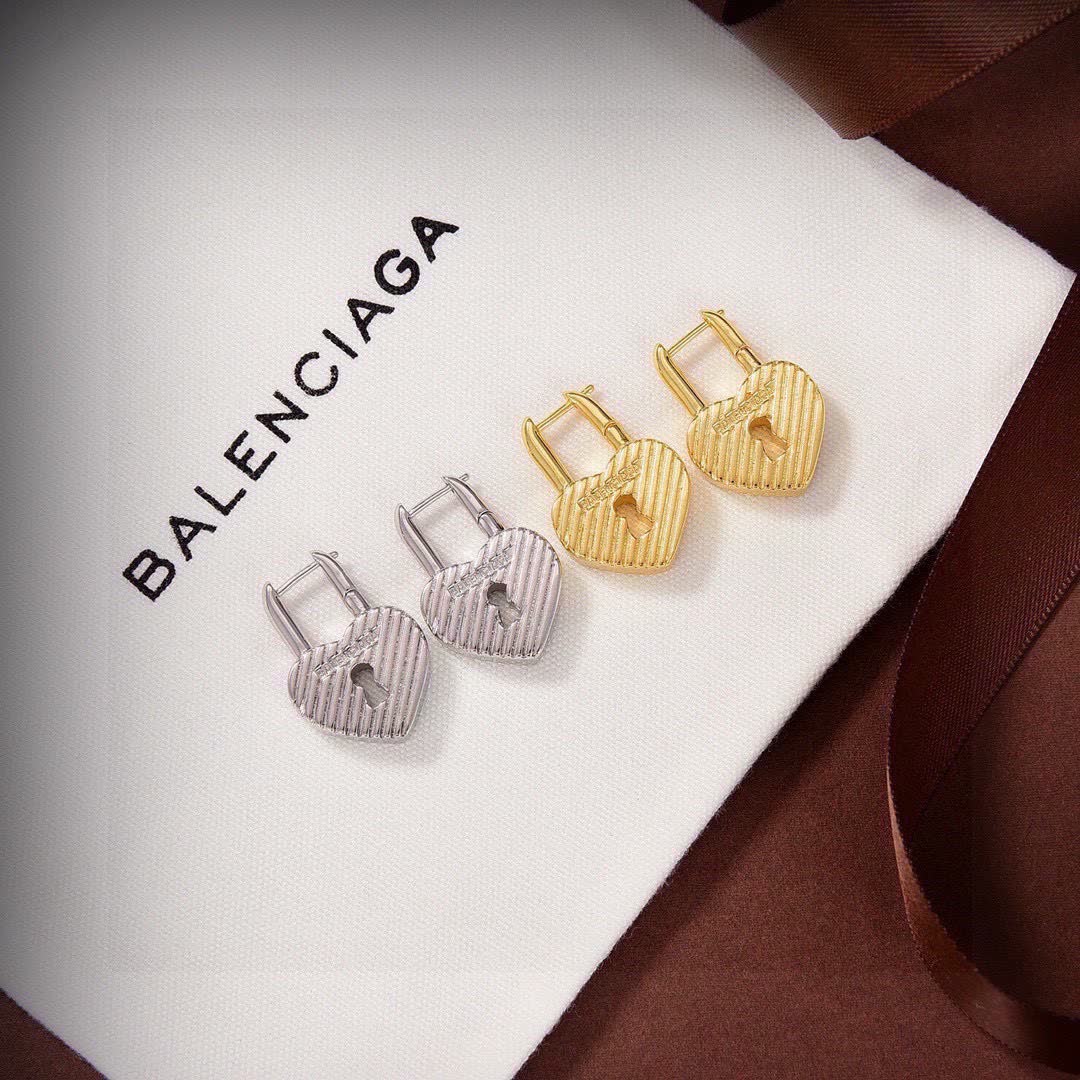 Balenciaga Heart Lock Earrings