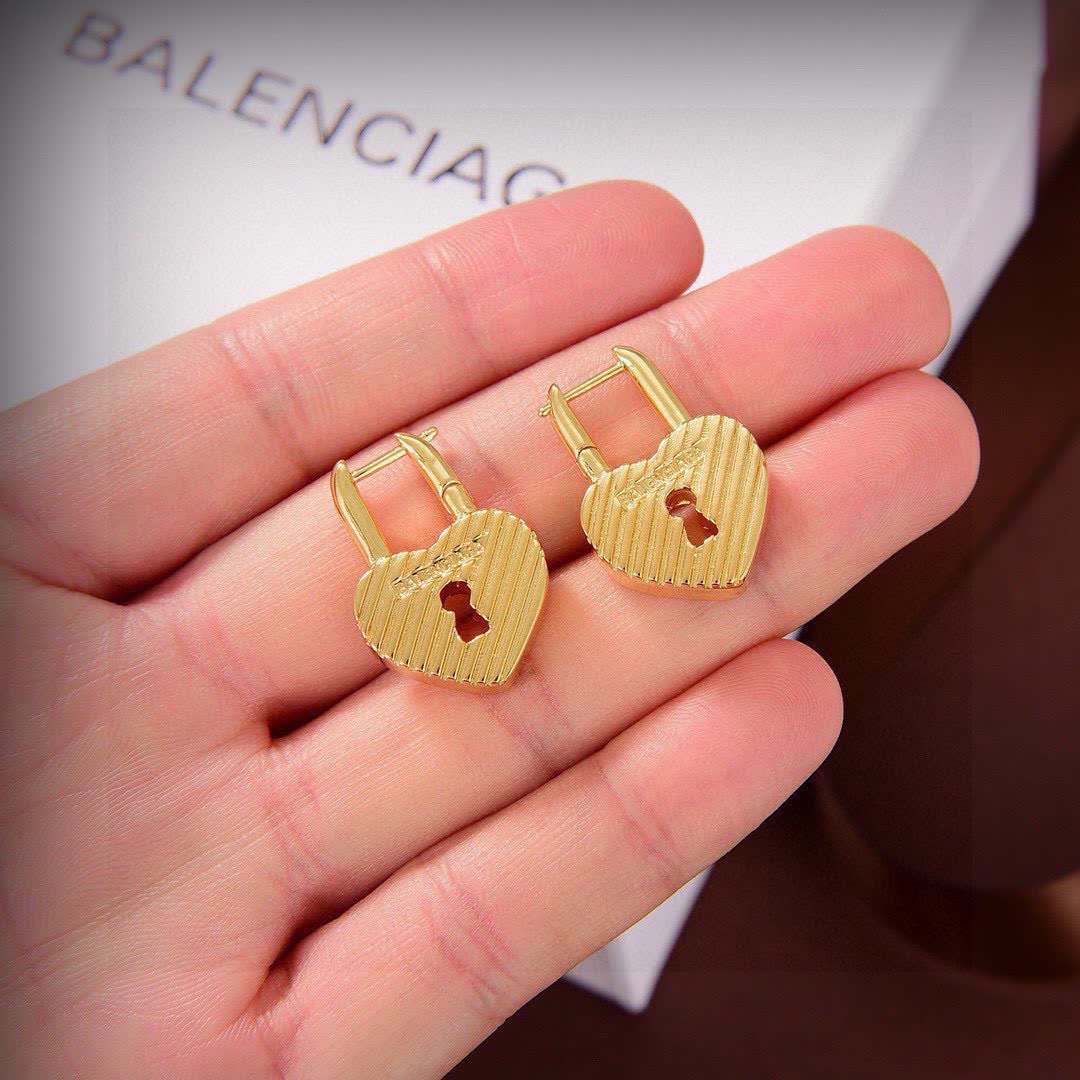 Balenciaga Heart Lock Earrings