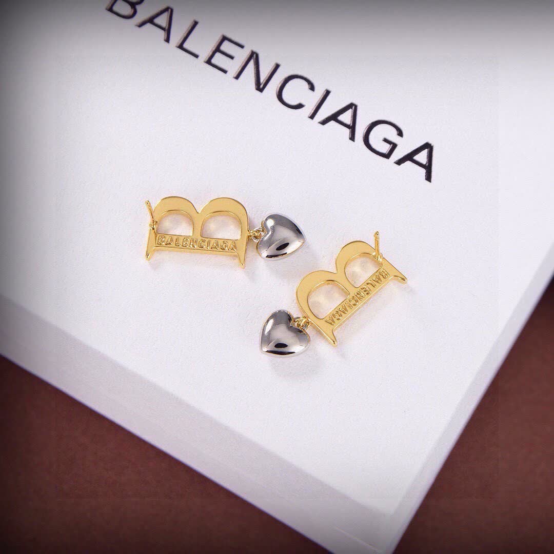Balenciaga B Heart Earrings