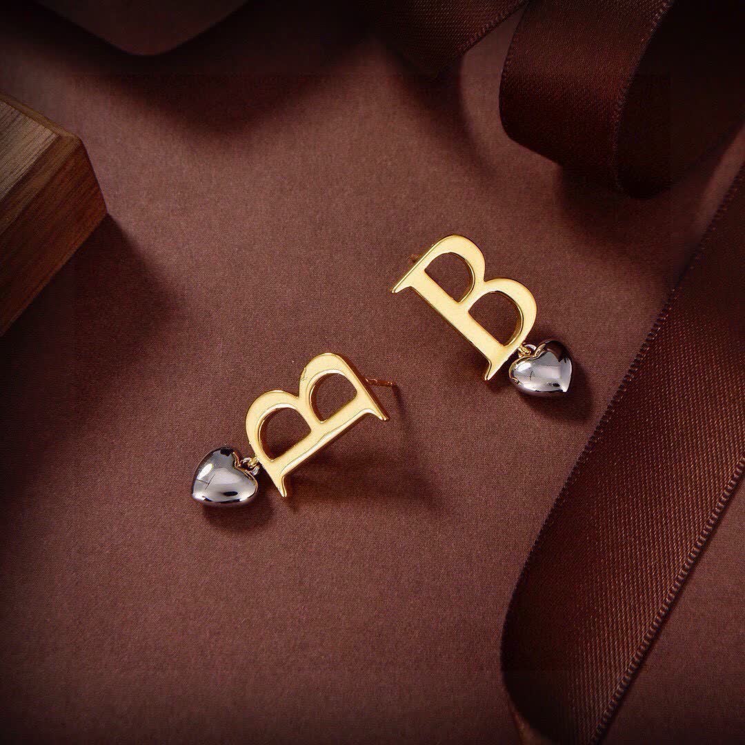 Balenciaga B Heart Earrings