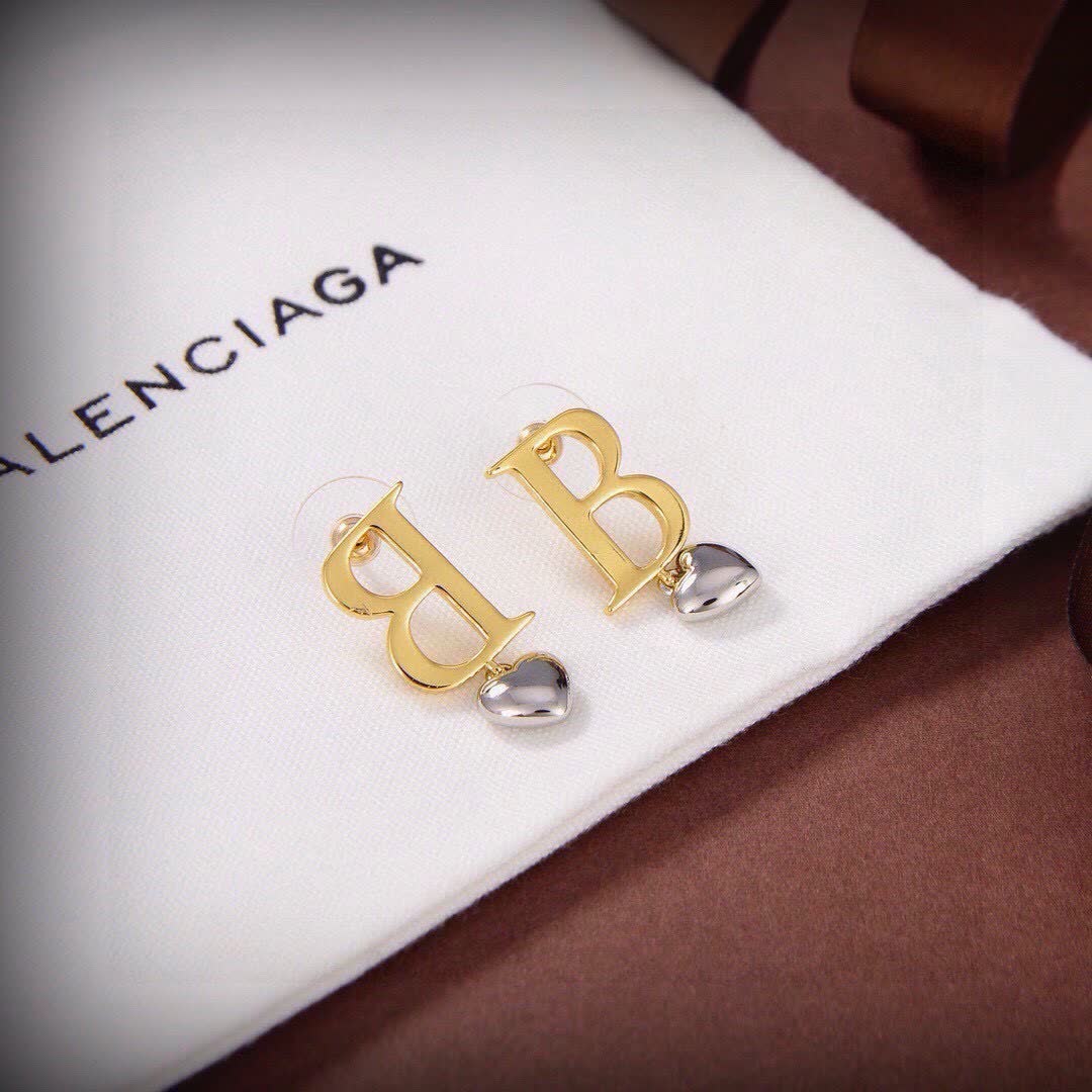 Balenciaga B Heart Earrings