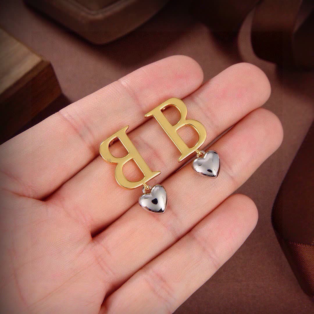 Balenciaga B Heart Earrings