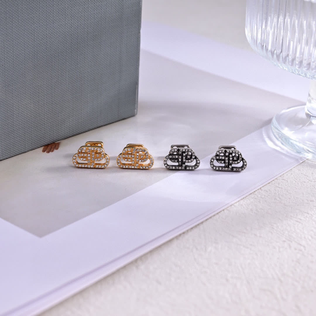 Balenciaga Beaded Logo Clip-On Earrings
