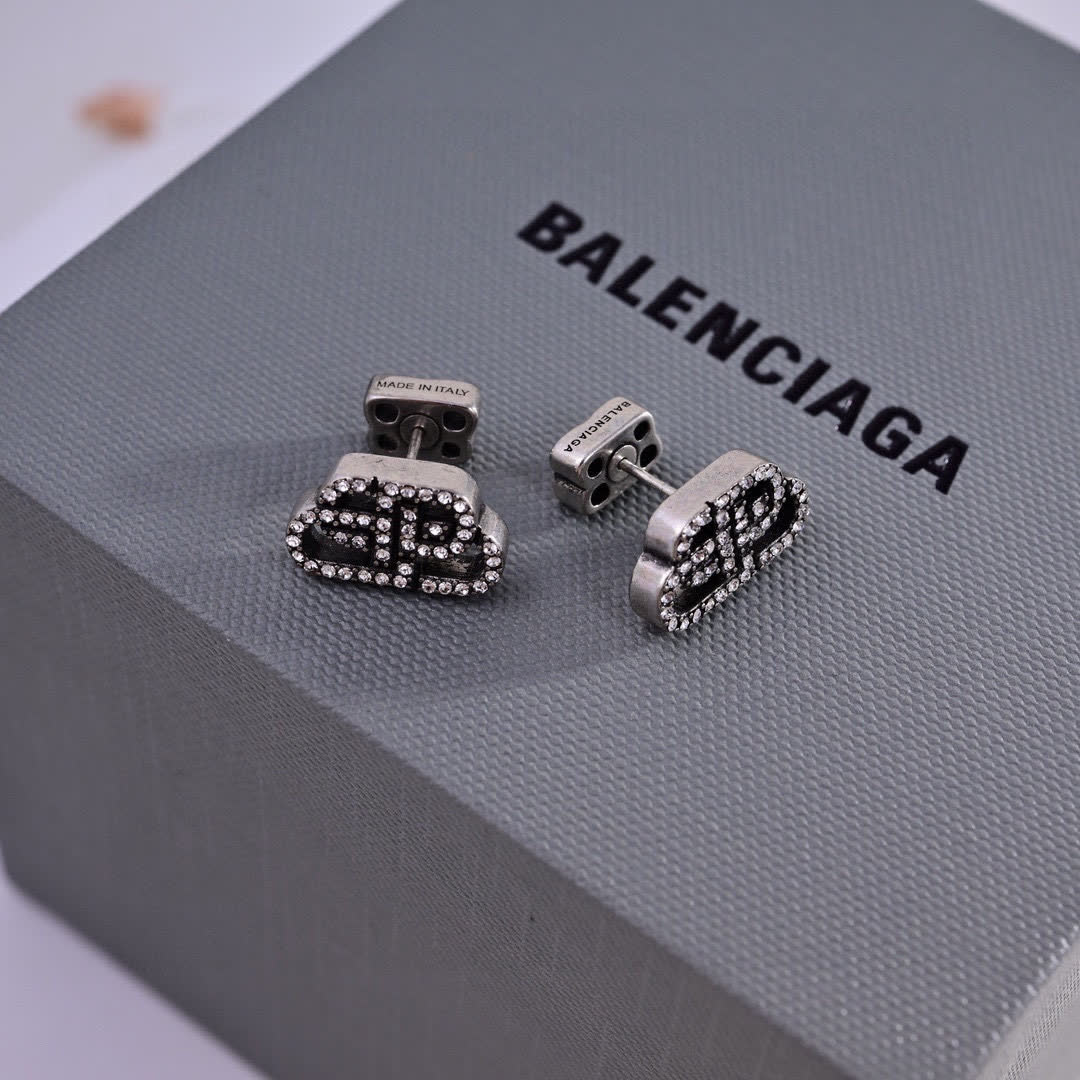 Balenciaga Beaded Logo Clip-On Earrings