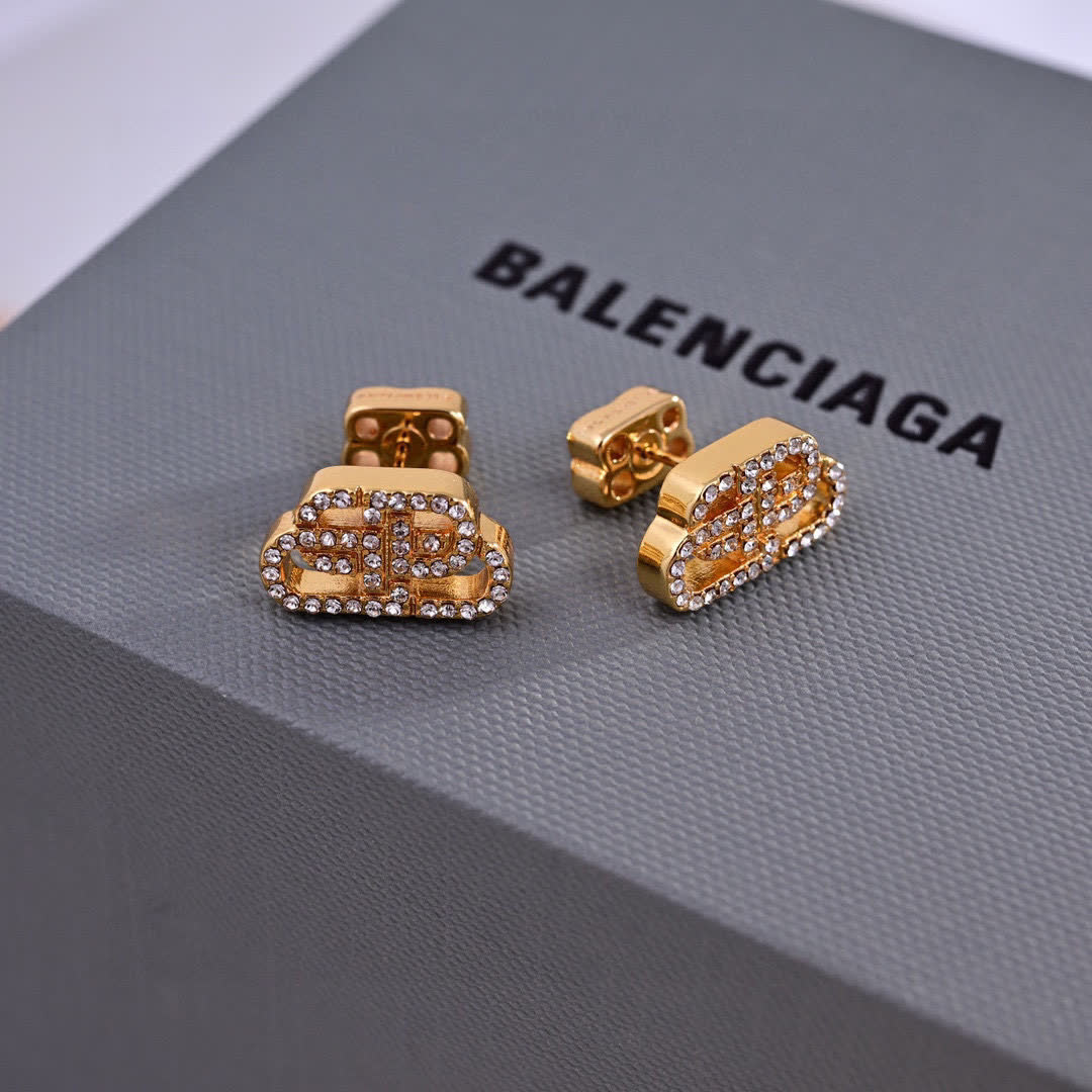 Balenciaga Beaded Logo Clip-On Earrings