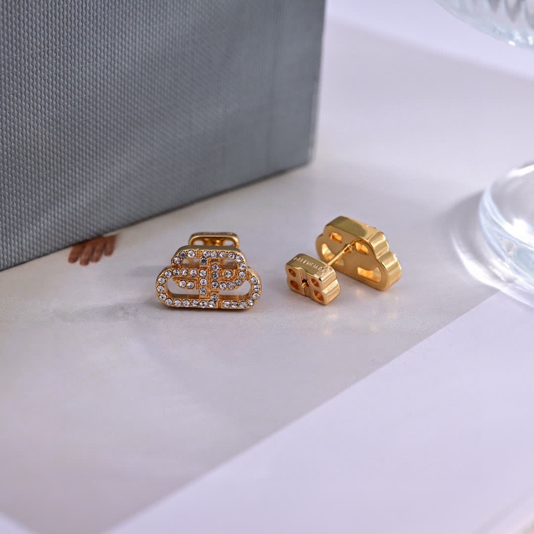 Balenciaga Beaded Logo Clip-On Earrings
