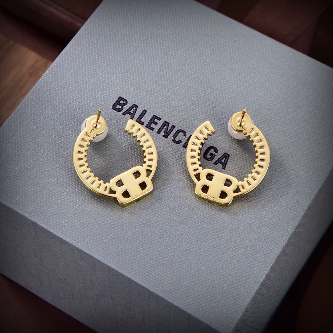 Balenciaga 'BB' Pearl Hoop Earrings