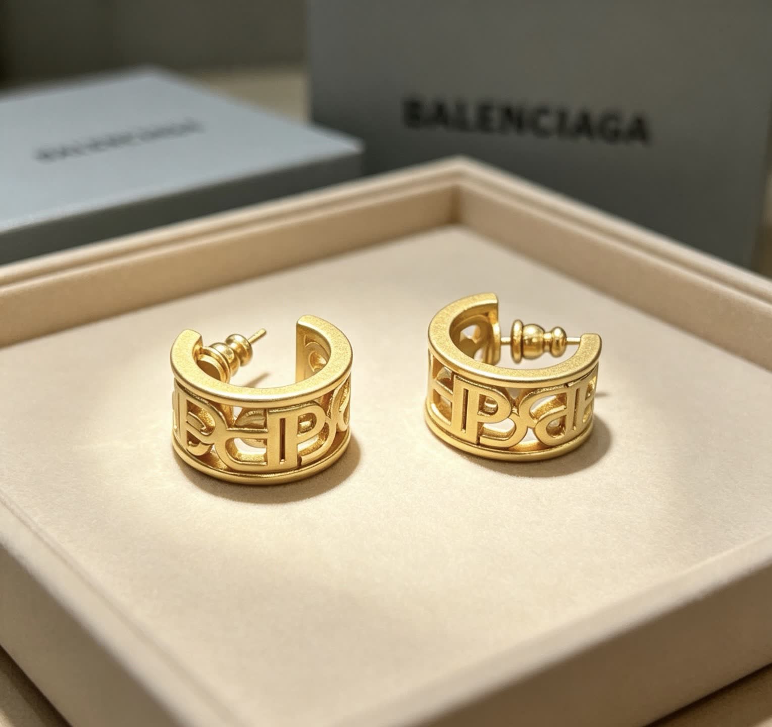 Balenciaga Logo Hoop Earrings
