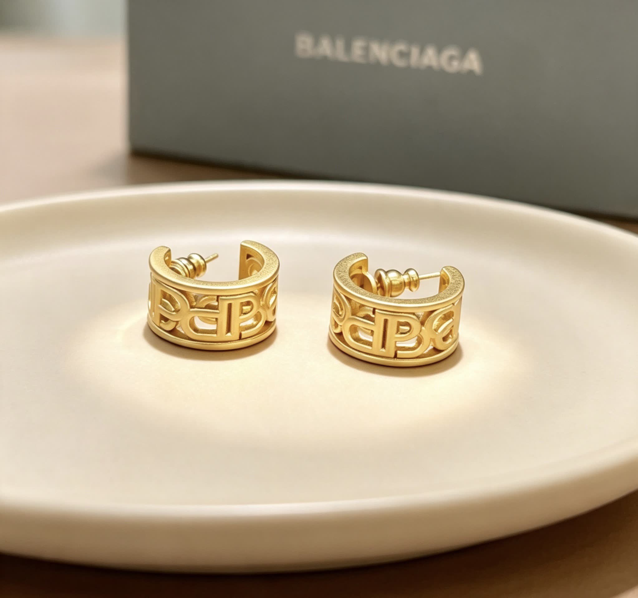 Balenciaga Logo Hoop Earrings