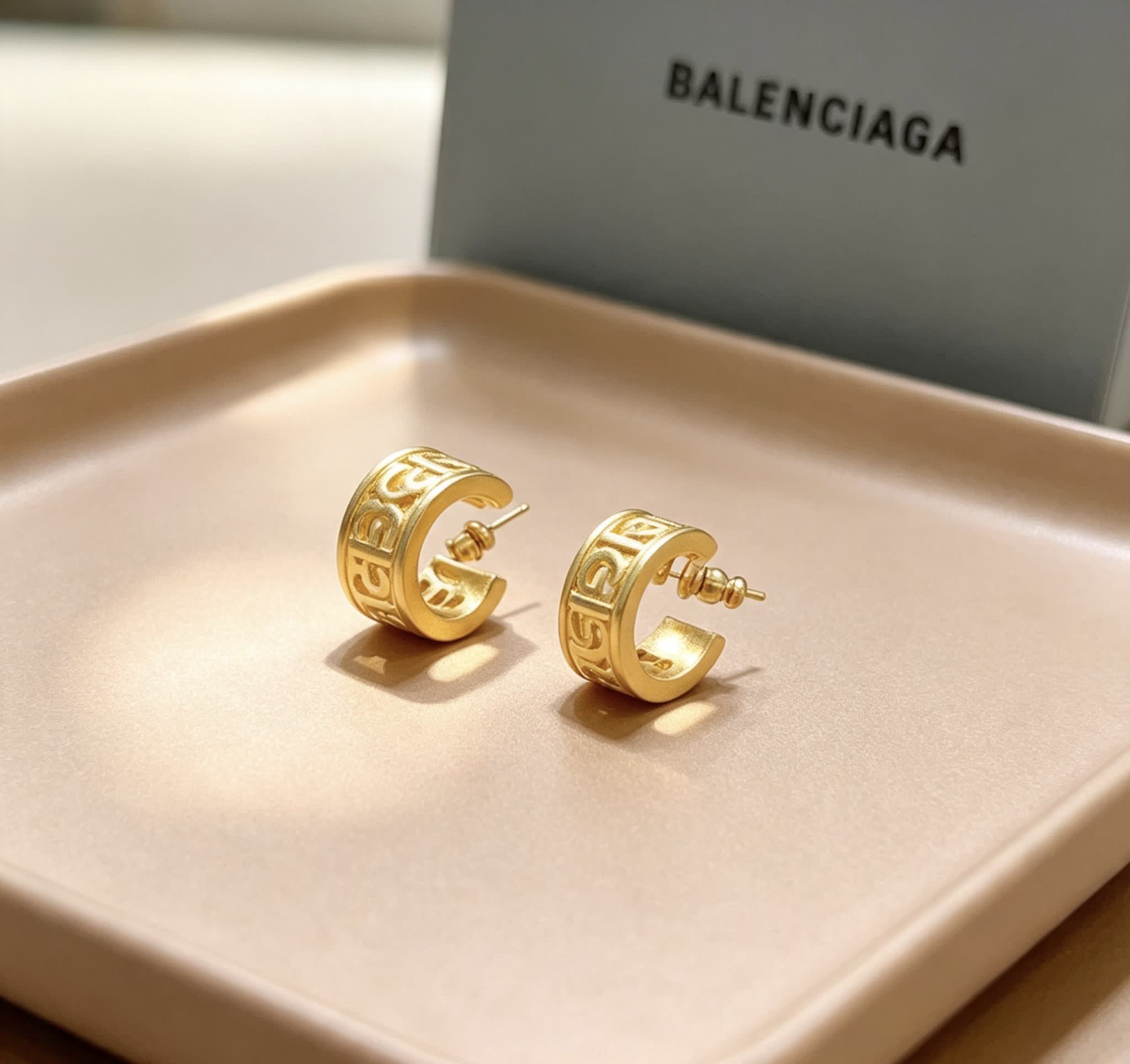 Balenciaga Logo Hoop Earrings