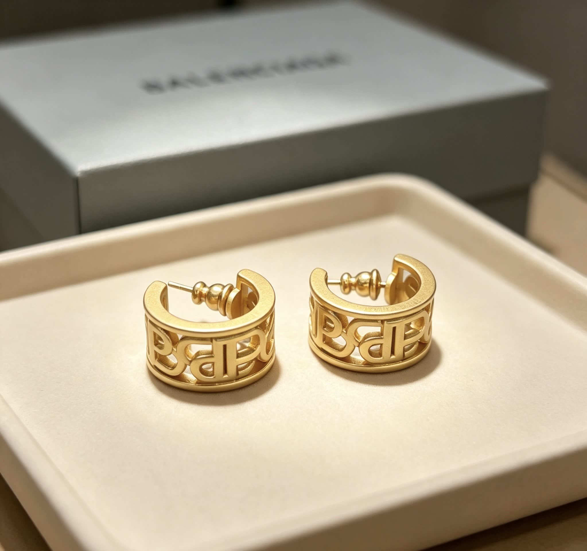 Balenciaga Logo Hoop Earrings