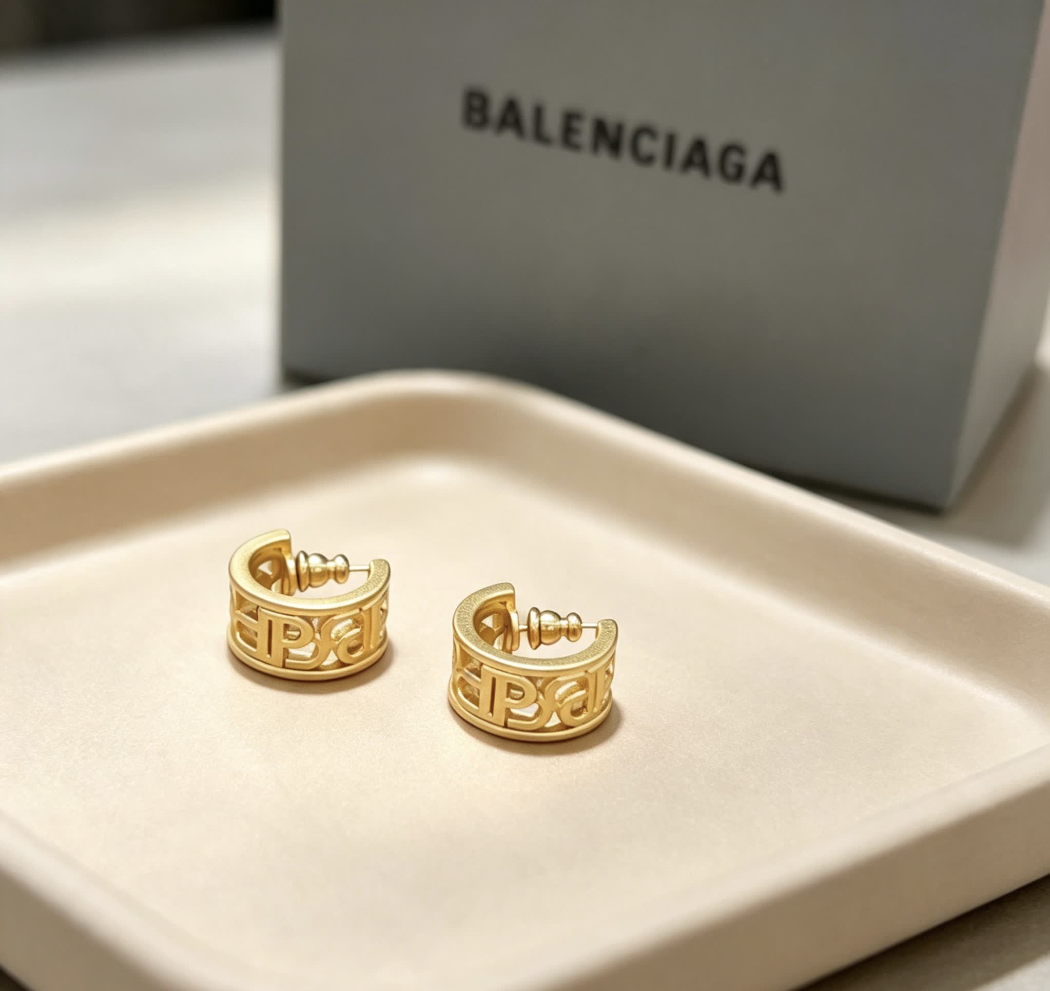 Balenciaga Logo Hoop Earrings