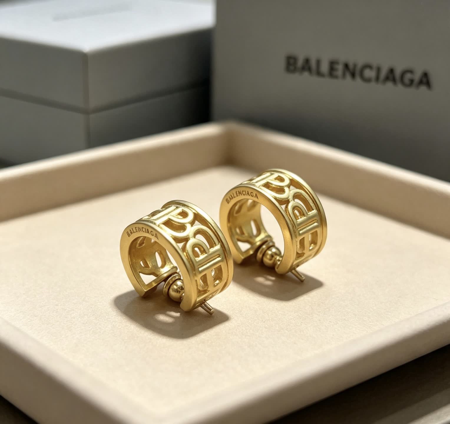 Balenciaga Logo Hoop Earrings