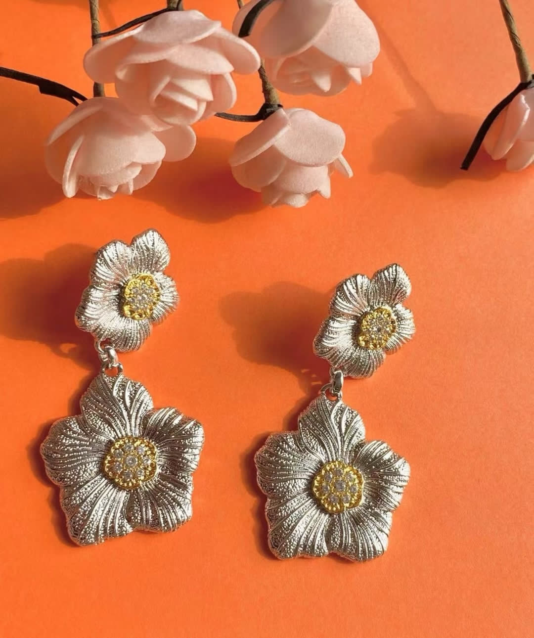 Buccellati Silver and Gold Flower Earrings