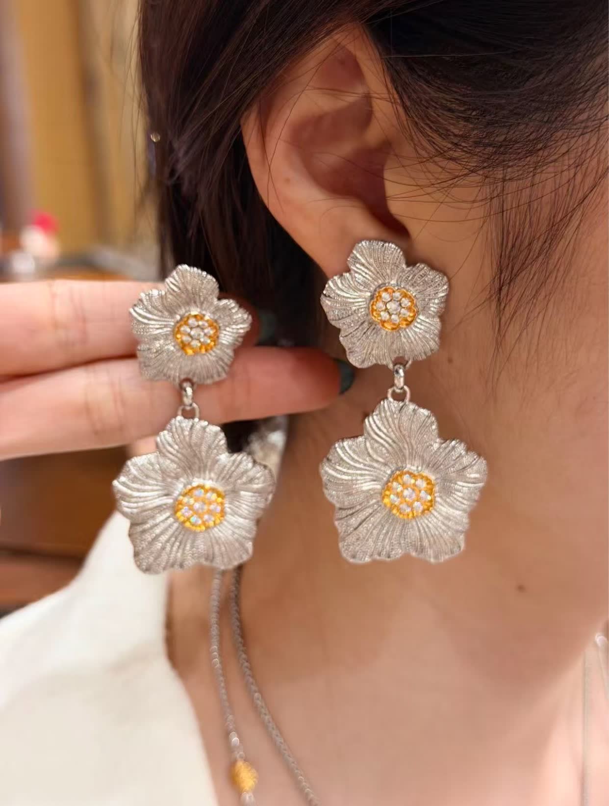 Buccellati Silver and Gold Flower Earrings