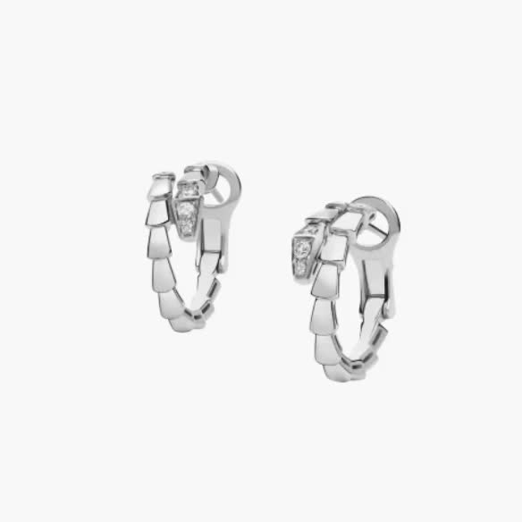 Silver Hoop Earrings with Diamond Accents