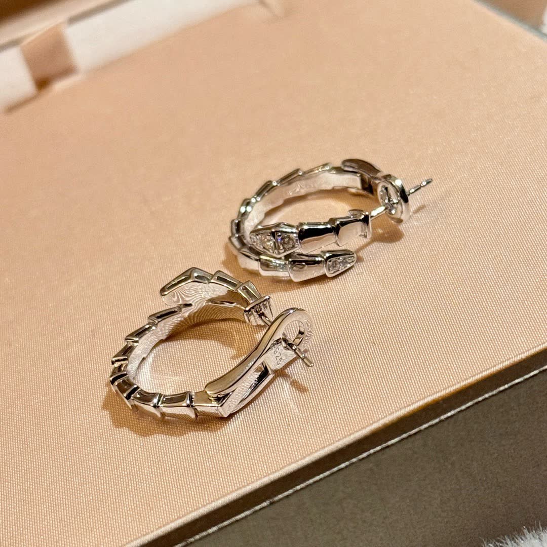 Silver Hoop Earrings with Diamond Accents