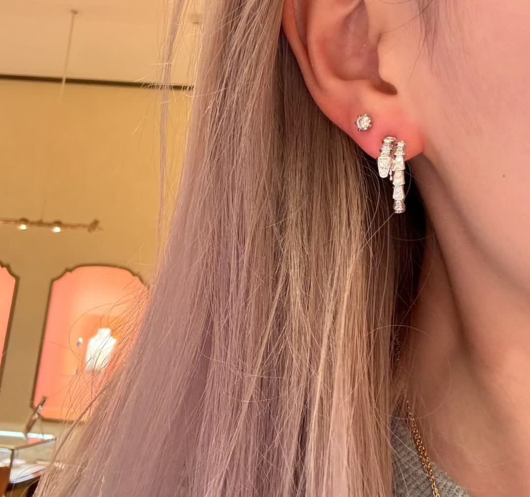 Gold and Silver Hoop Earrings with Diamond Accents