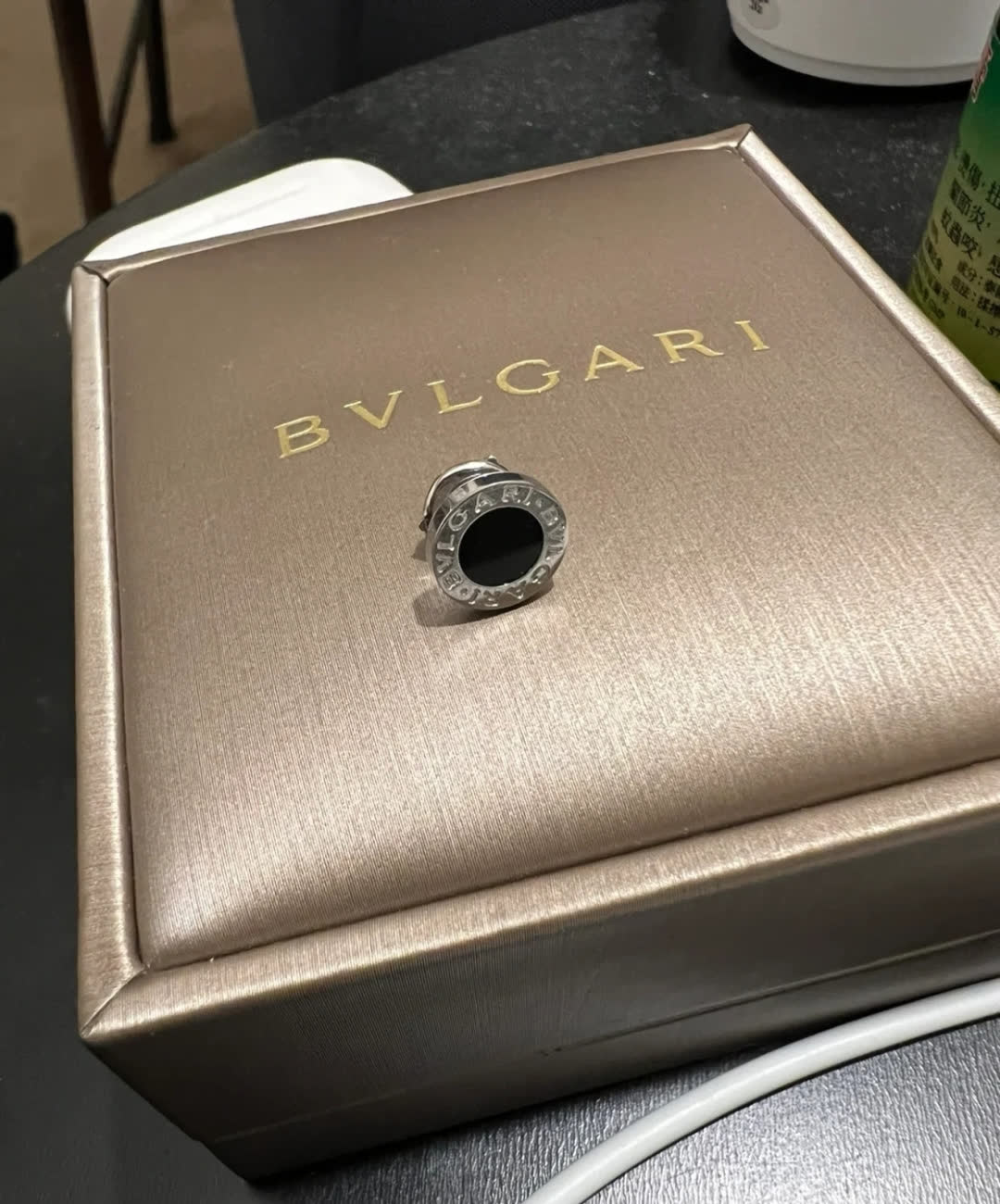 Bvlgari Earrings - Black and Silver Ring Design
