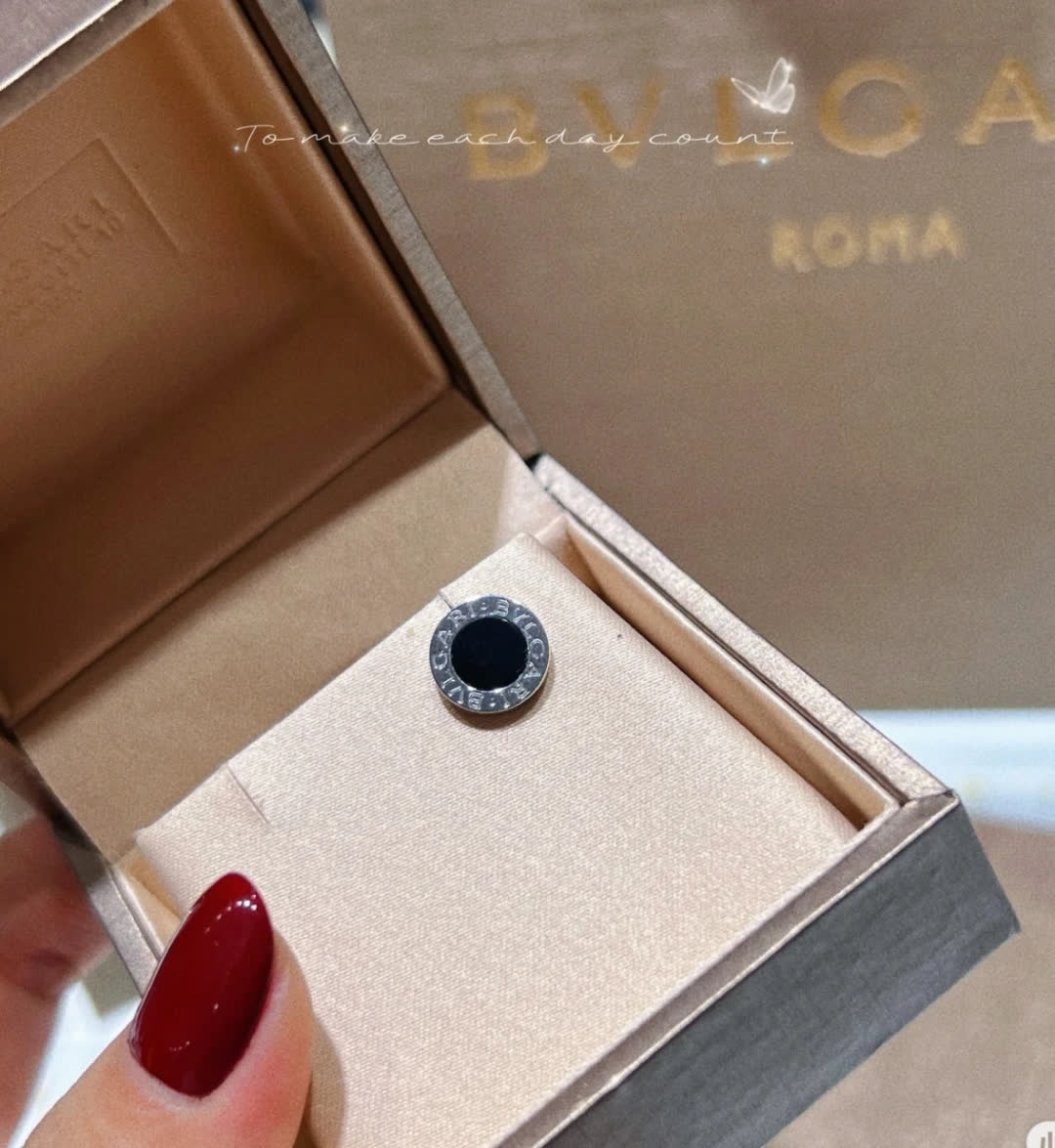 Bvlgari Earrings - Black and Silver Ring Design