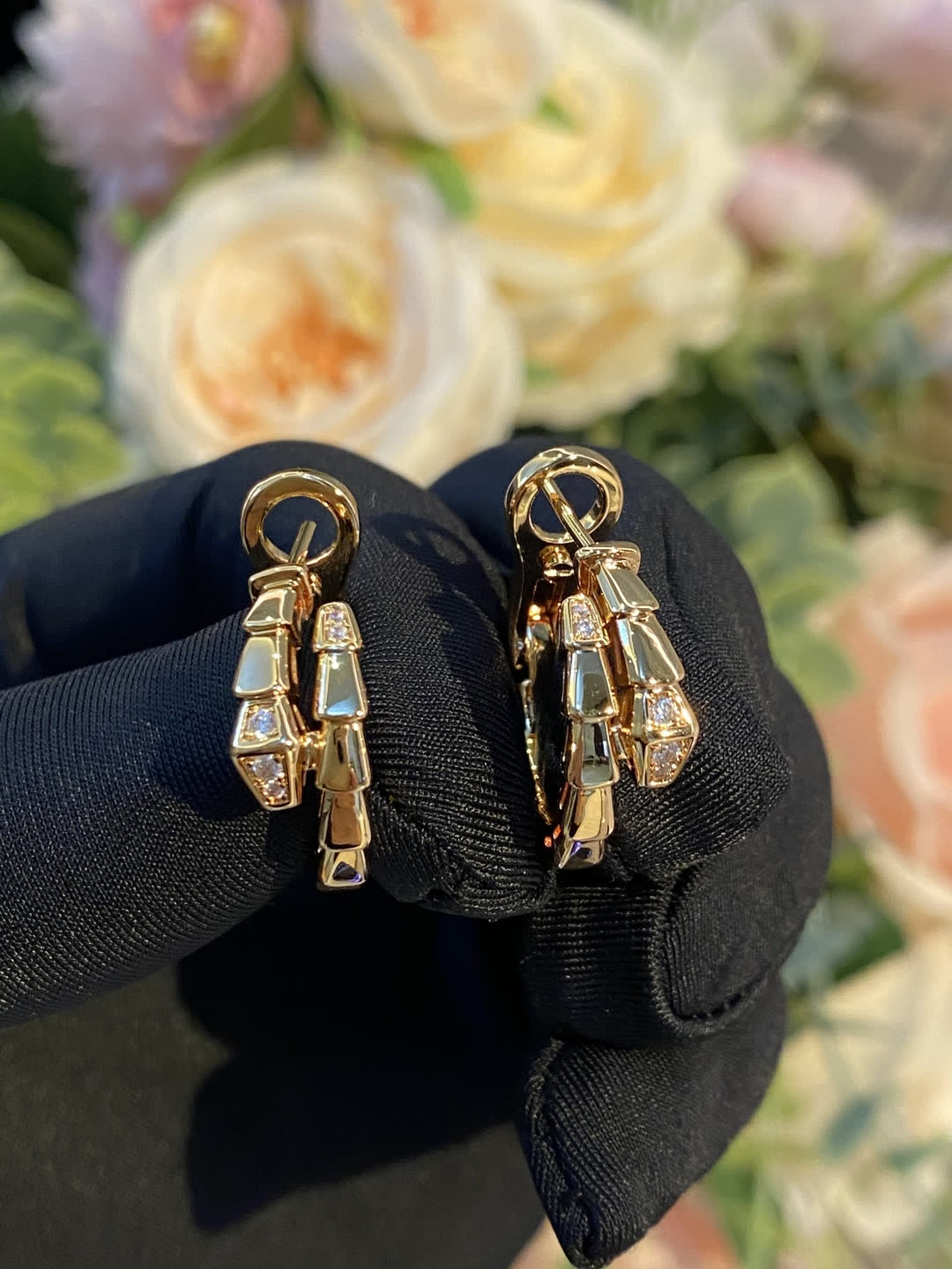 Bvlgari Silver Cubic Zirconia Stud Earrings