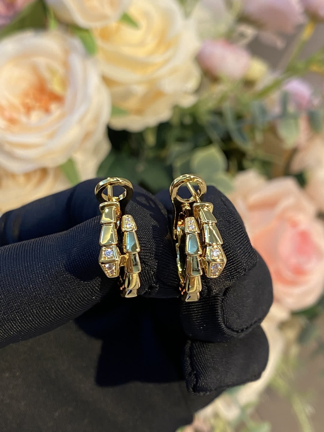 Bvlgari Silver Cubic Zirconia Stud Earrings