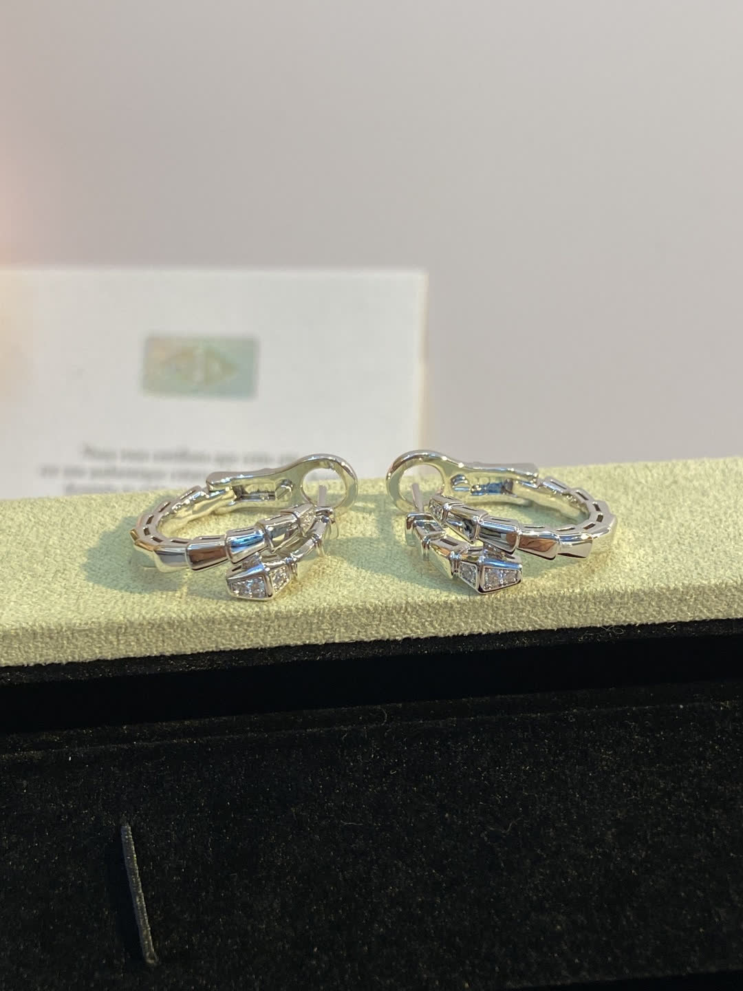 Bvlgari Silver Cubic Zirconia Stud Earrings