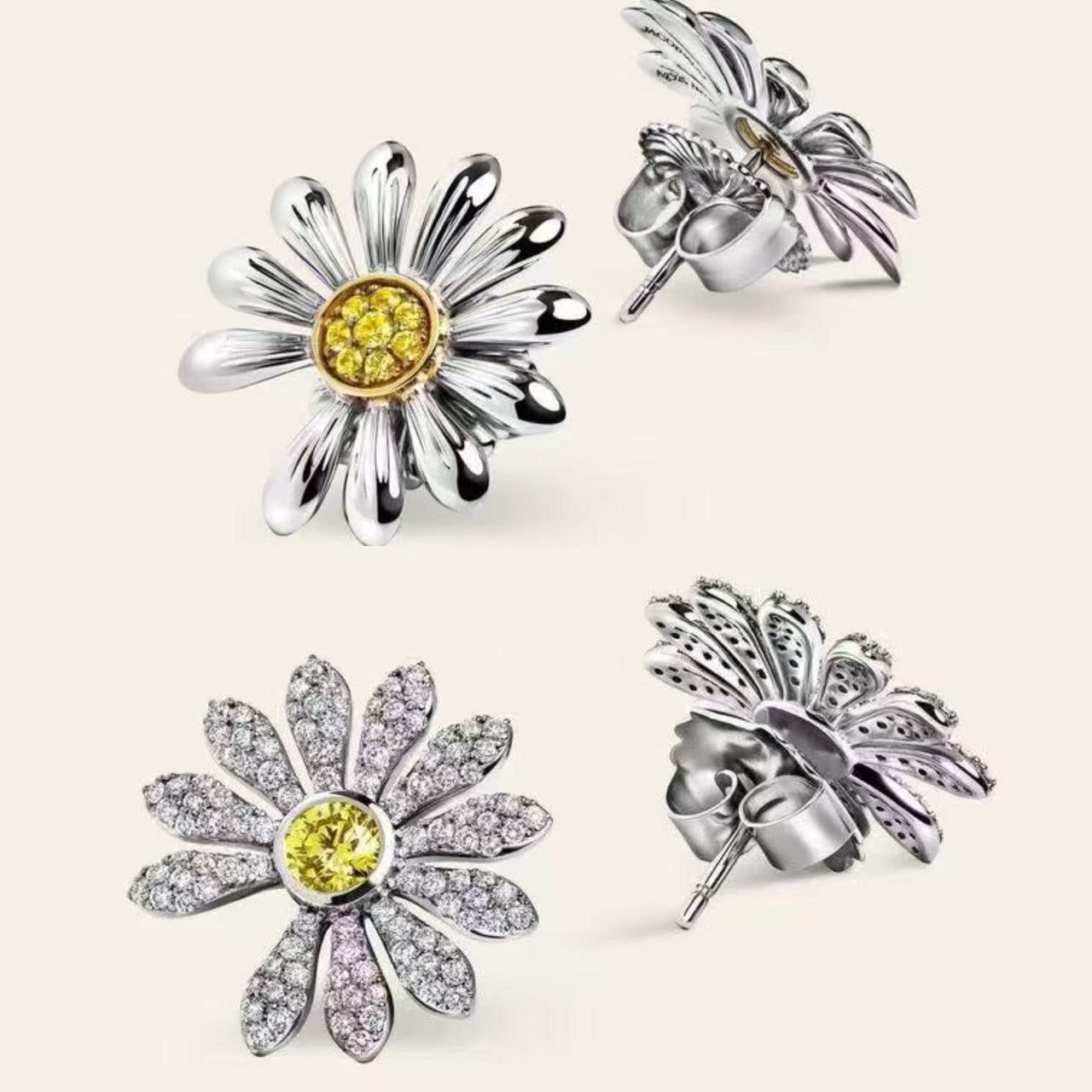 Bvlgari White Gold and Yellow Diamond Earrings