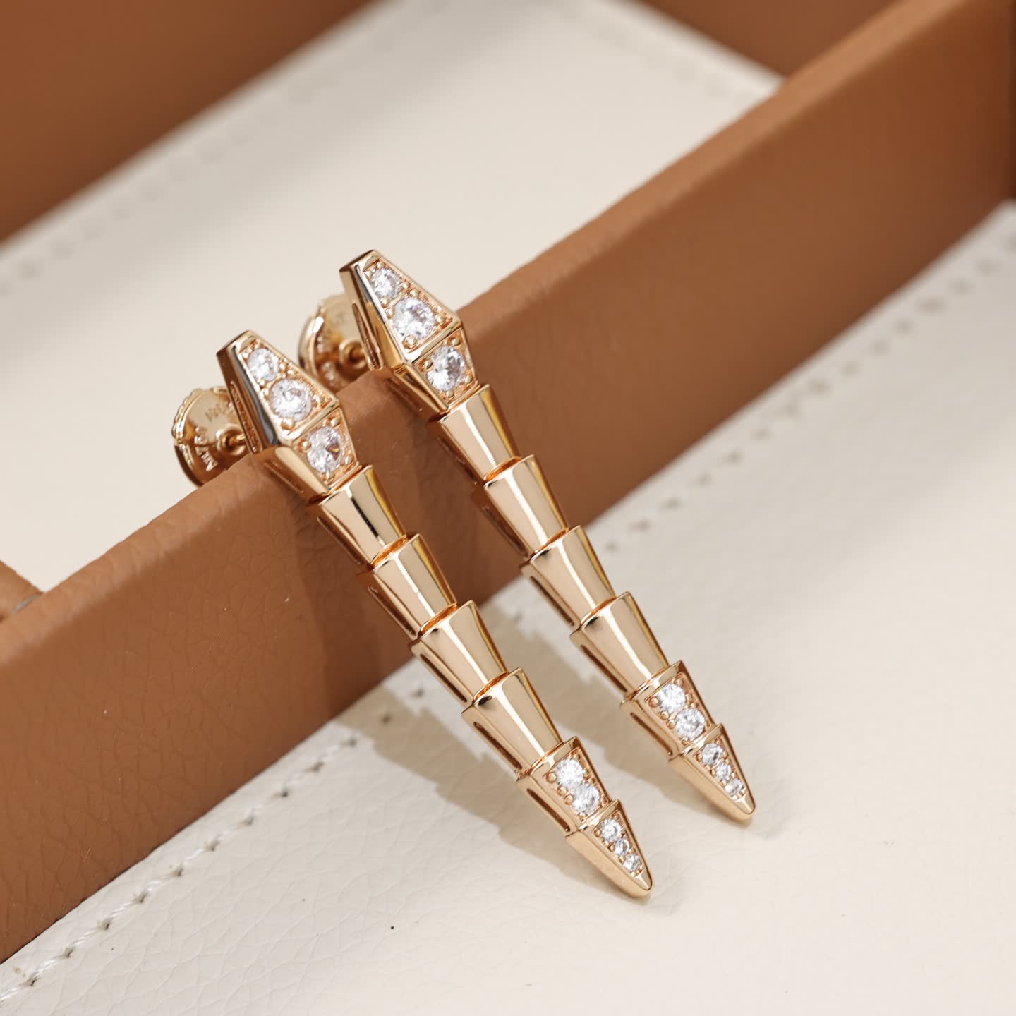 Bvlgari Gold-Tone Diamond Cone Earrings