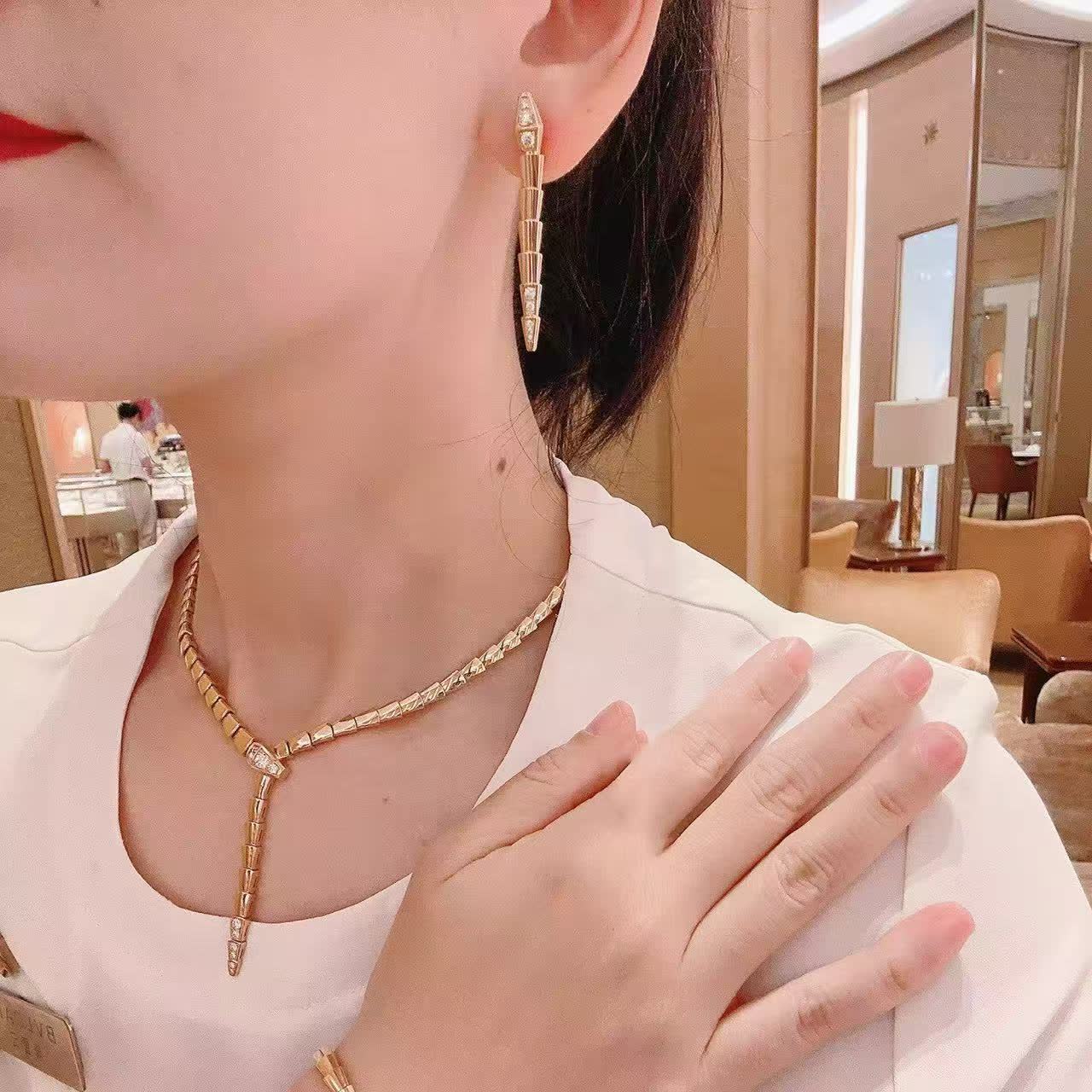 Bvlgari Gold-Tone Diamond Cone Earrings