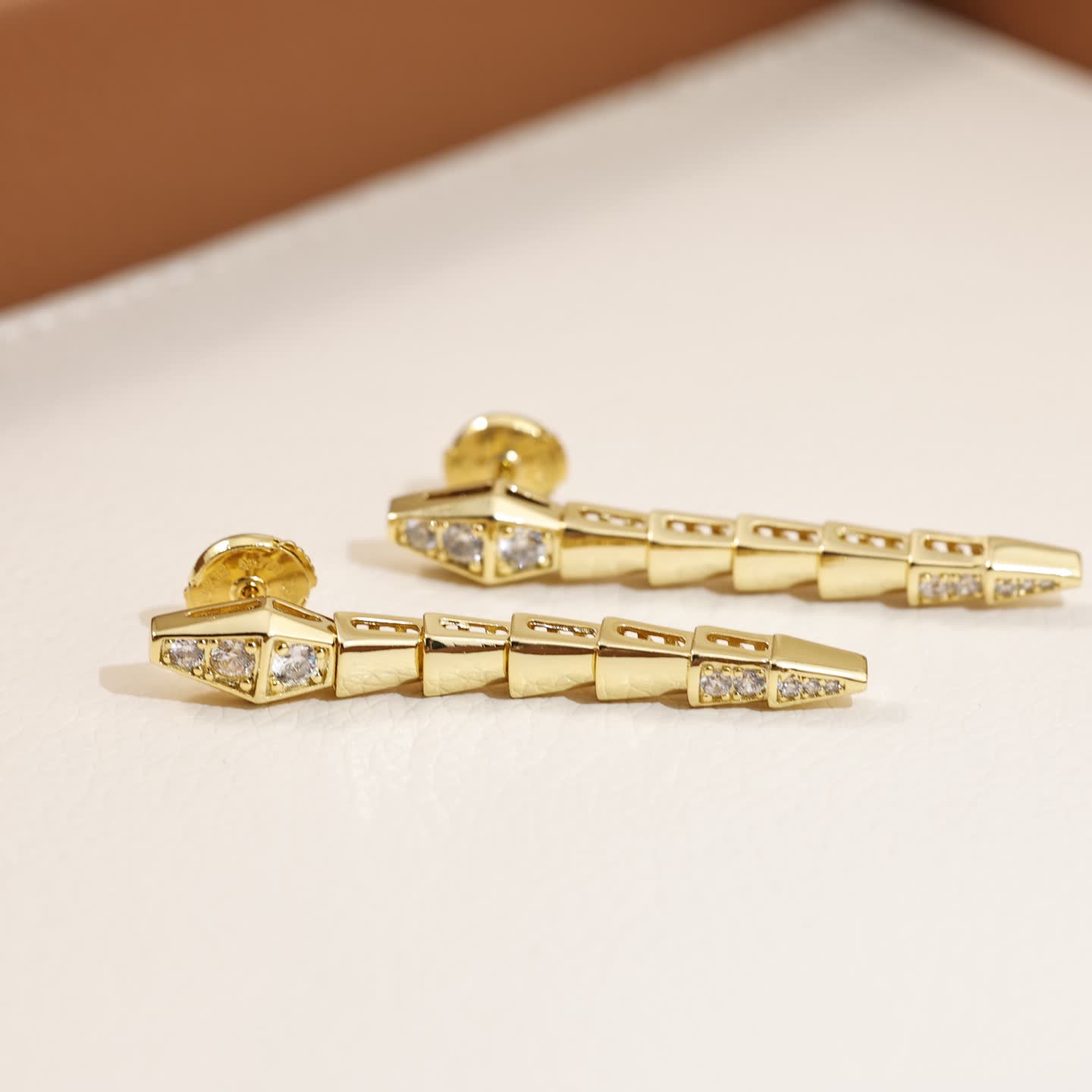 Bvlgari Gold-Tone Diamond Cone Earrings