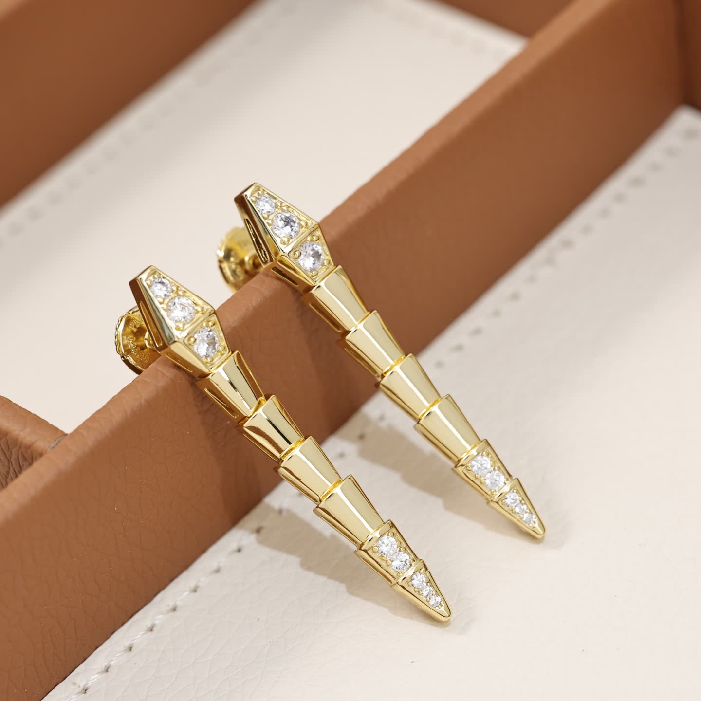 Bvlgari Gold-Tone Diamond Cone Earrings