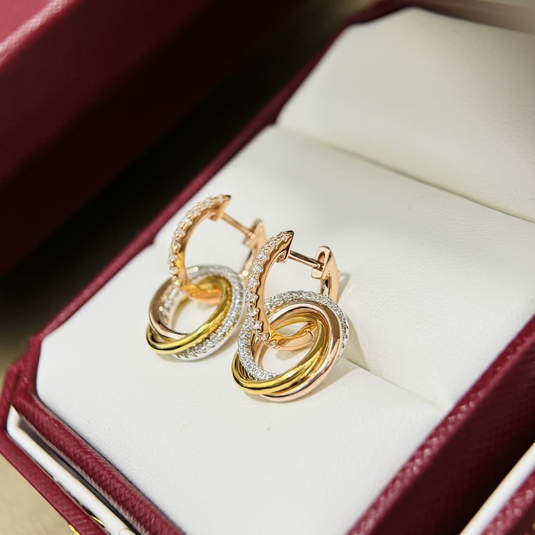 Cartier Elegant Gold and Diamond Hoop Earrings