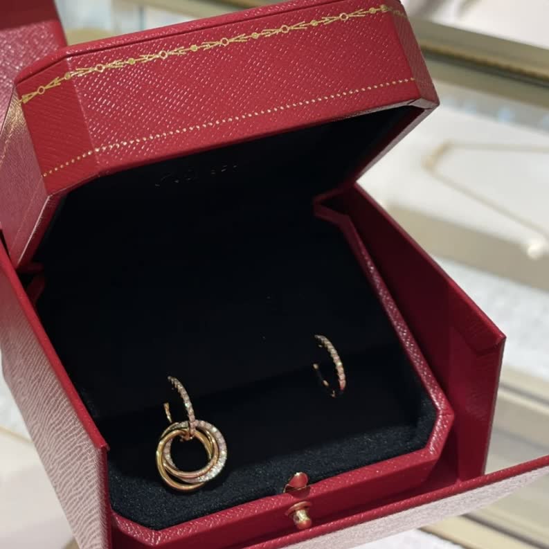 Cartier Elegant Gold and Diamond Hoop Earrings
