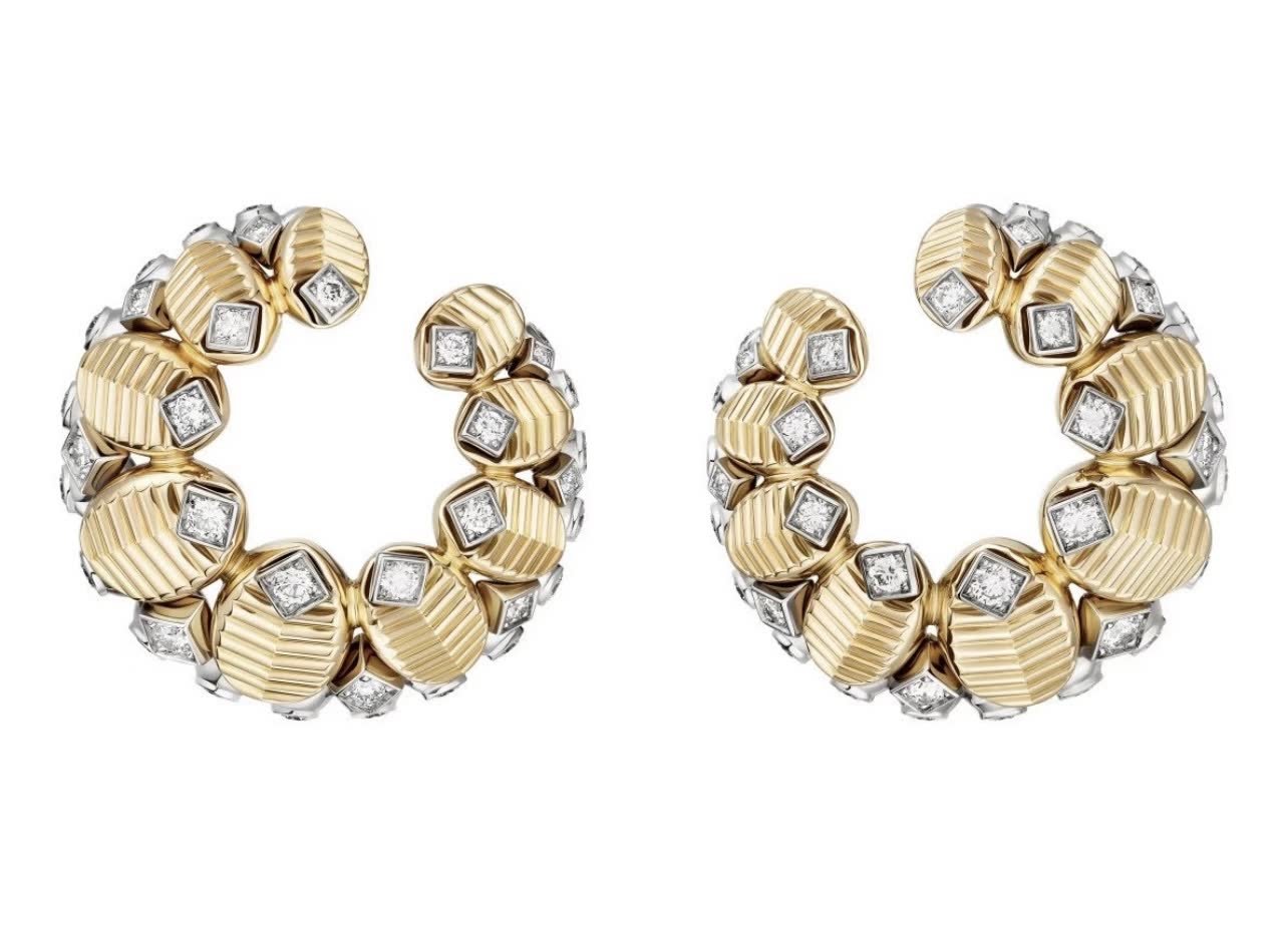 Cartier Gold and Diamond Hoop Earrings